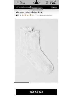 Alo Yoga Women's Lettuce Edge Sock Medium